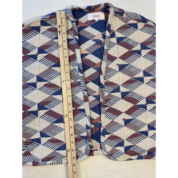 Xirena Ivory Blue Red Crop Jacket Boxy Embroidered Blazer XS - Picture 9 of 11